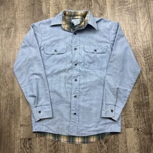 Vintage Fieldmaster Chambray Flannel Lined Button Shirt Workwear Sz M (15-15.5)